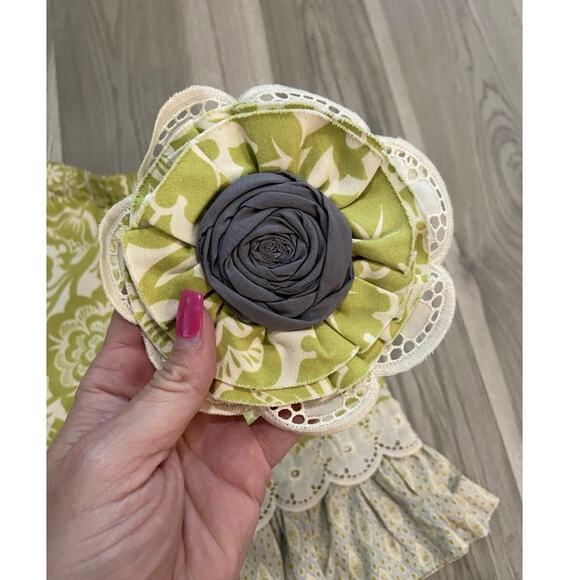 Persnickety Green and Gray Floral Hair Wrap or Belt - 48 Inches - Picture 8 of 8